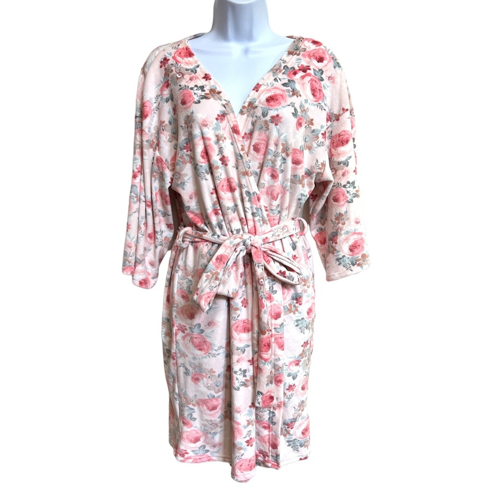 Flora By Flora Nikrooz Women's Robe Pink Floral cozy soft‎ Size M